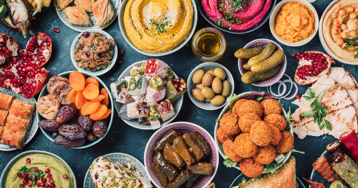 A mix of cuisines on a table