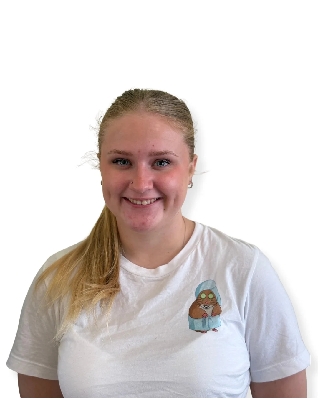 Emily Scott in Holiday Hamster t-shirt