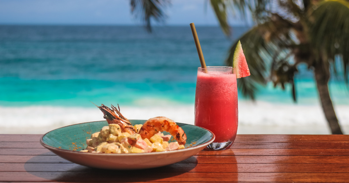 Gourmet food with a beach view