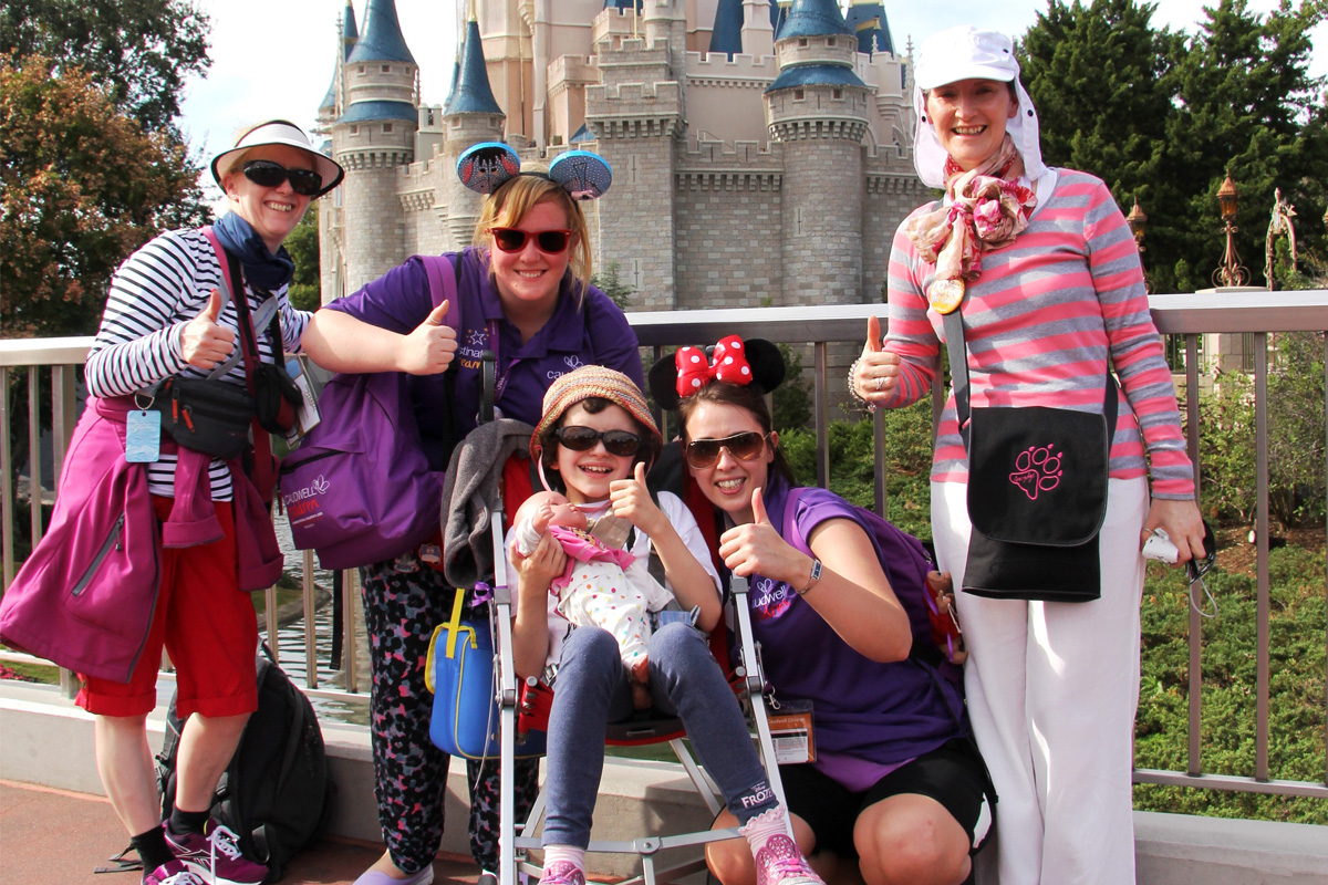 Hayley Walker (centre) on the Walt Disney World Orlando trip with charity Caudwell Children