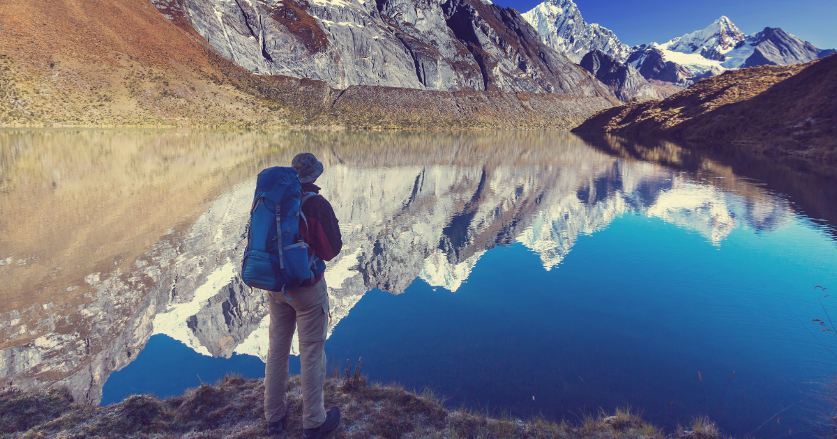 Hiking in the Cordillera Andes mountains in Peru