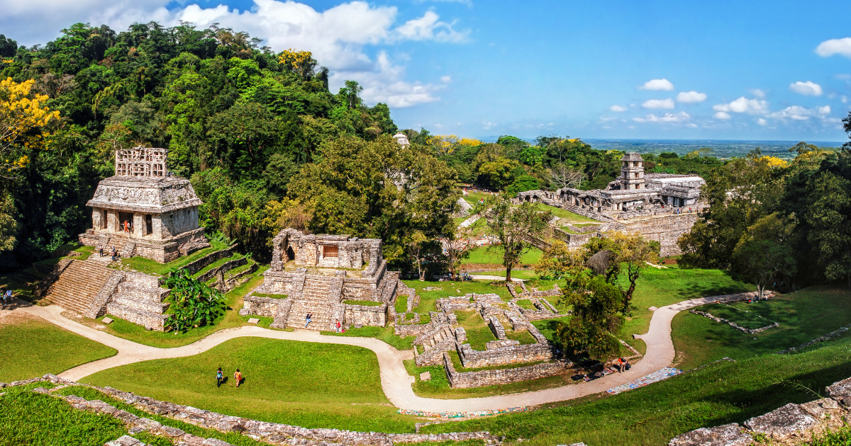 The impressive ruins of Palenque, an ancient Mayan city nestled in the lush jungle of Chiapas, Mexico.