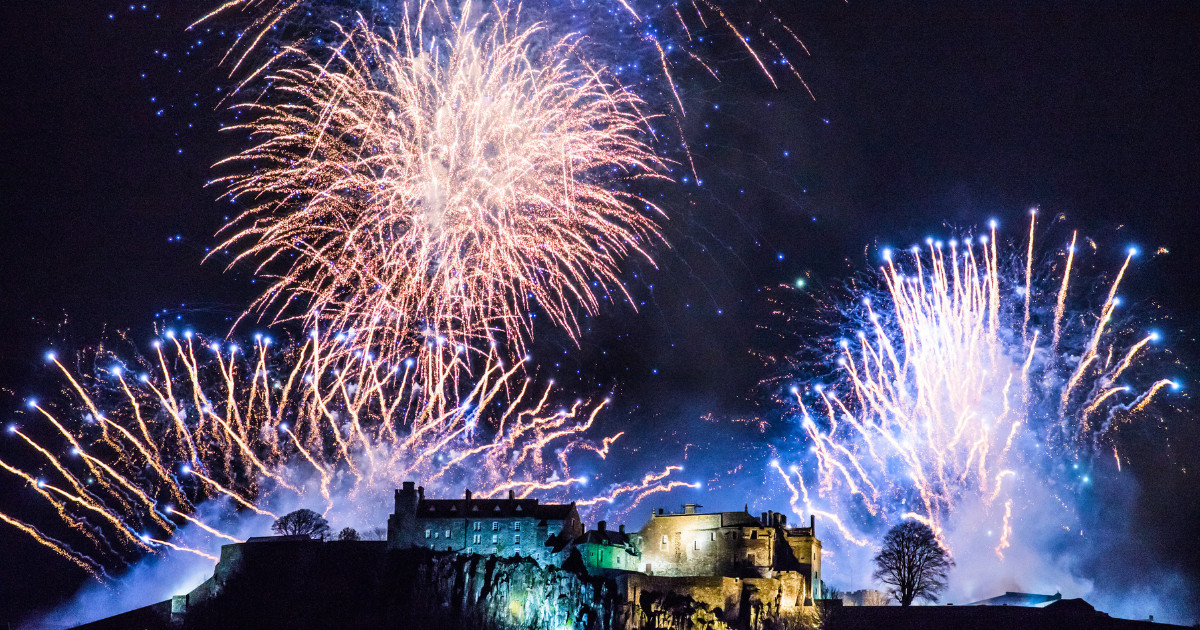 The firework display at Stirling Castle on hogmanay 