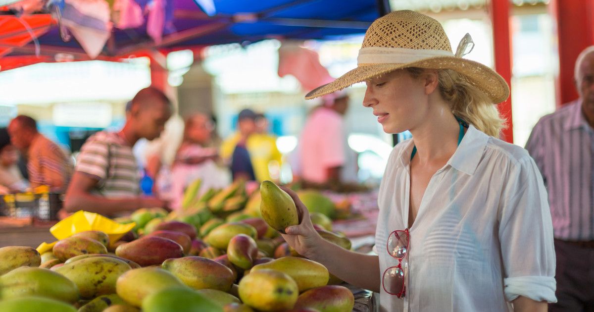 Woman at a food market