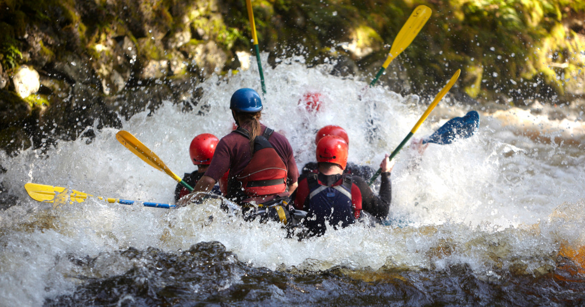 Family doing water sports